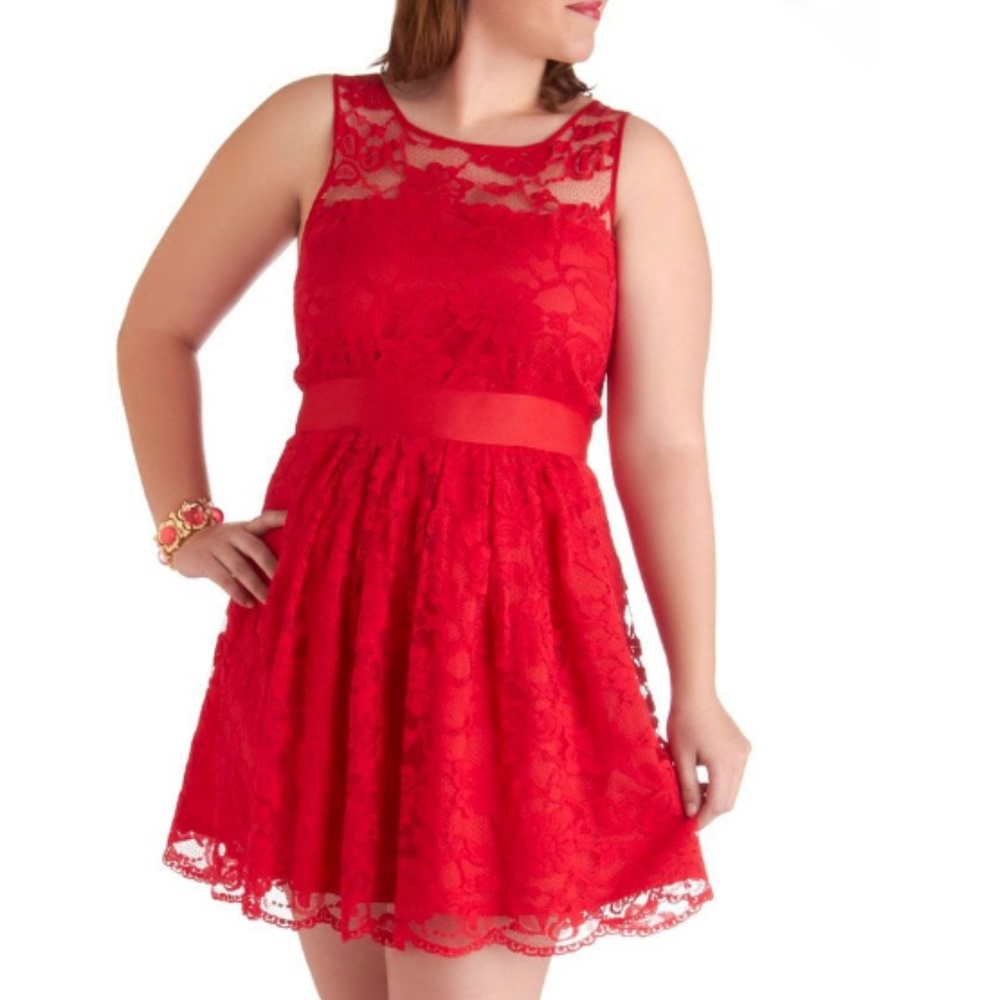 NWT Modcloth BB Dakota Red Lace Party Dress Size 6